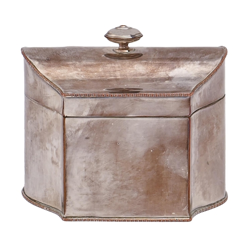 An EPNS tea caddy with serpentine ends,