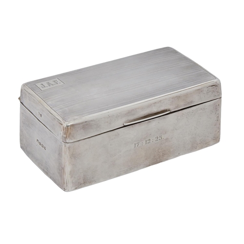 A George V silver cigarette box,