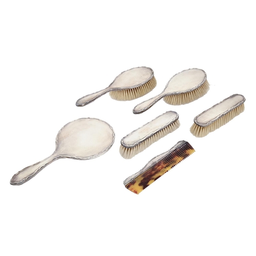 A George V six-piece silver brush