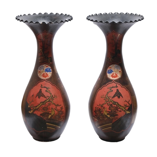A pair of Japanese lacquered porcelain