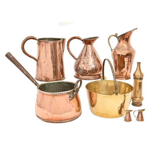 A Victorian copper saucepan, with
