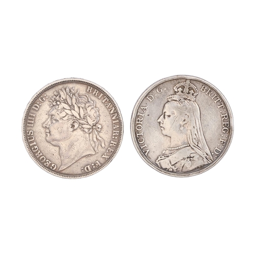Silver coins. Crown 1821 and 1890