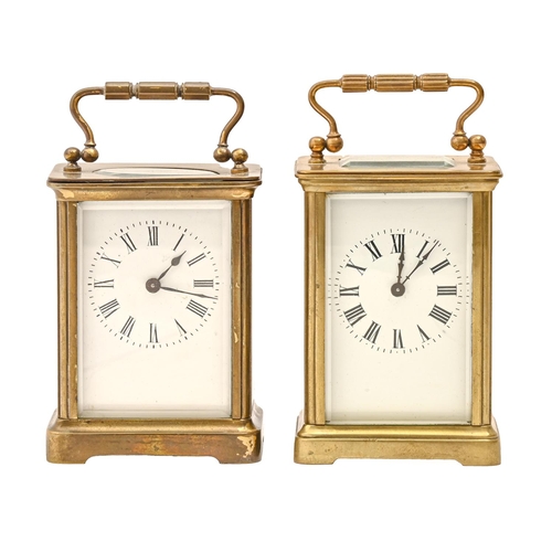 A French brass carriage timepiece,