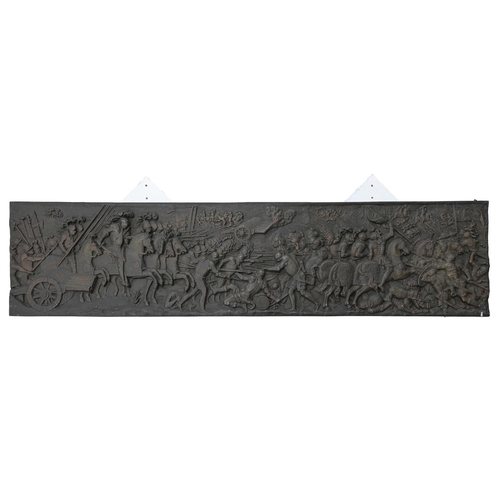 A bronzed electrotype frieze of a battle,