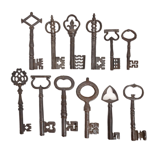Twelve iron door keys, Victorian