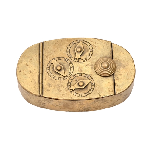 An English sheet brass snuff or