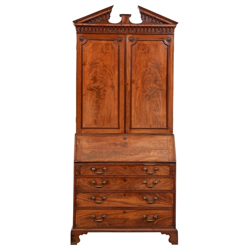 A George III mahogany bureau bookcase,