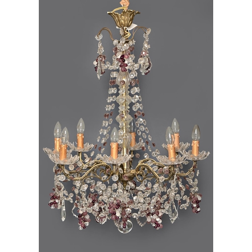 A glass chandelier, late 20th c, of
