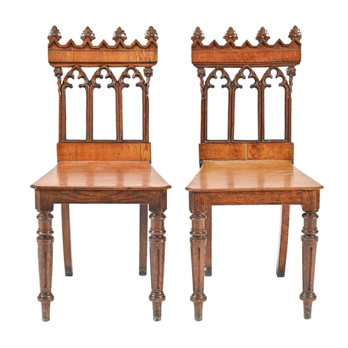 A pair of Victorian gothic oak