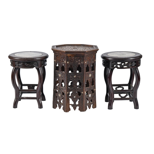 Two Chinese stained wood jardiniere