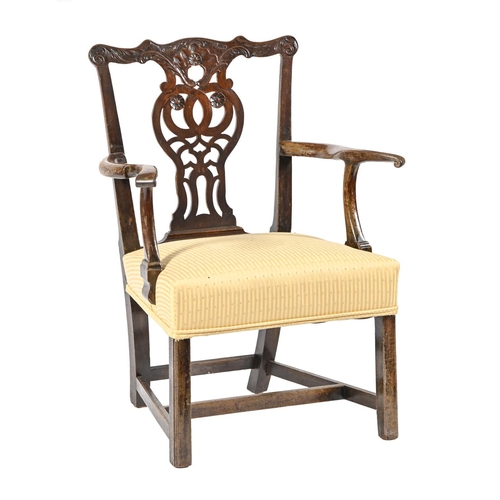 A George III mahogany elbow chair,