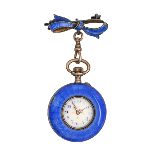 A Swiss silver and blue guilloche