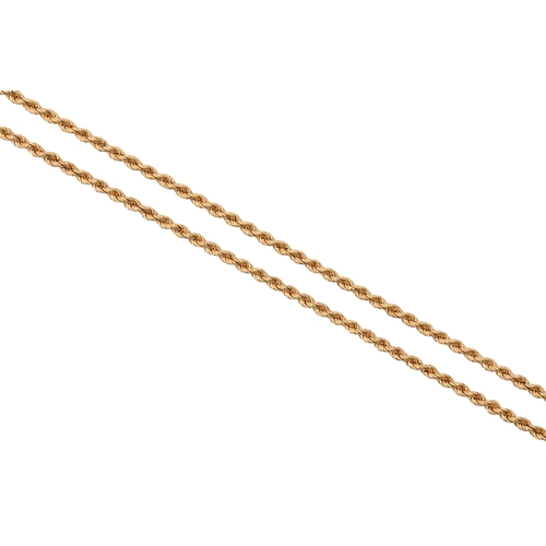 An 18ct gold rope necklet, 70cm