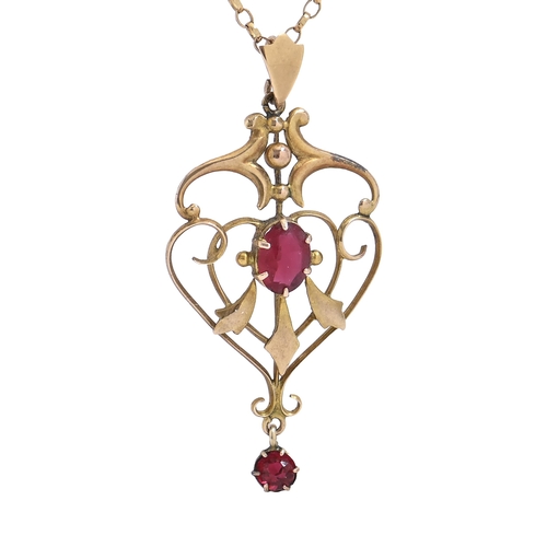 A synthetic ruby openwork pendant,