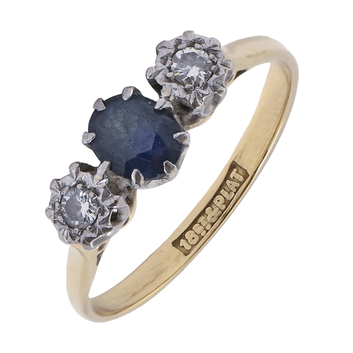 A sapphire and diamond ring, gold