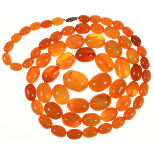 A necklace of amber beads, 116g More