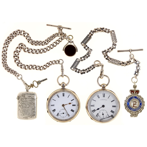 Two Victorian silver lever watches