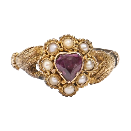 A Victorian heart shaped ruby and