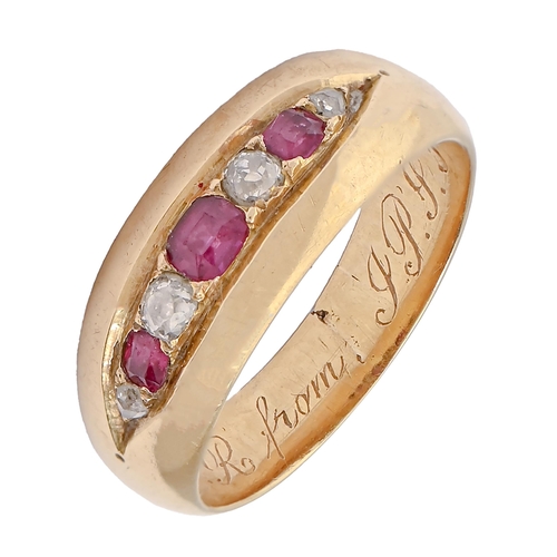 A Victorian ruby and diamond ring,