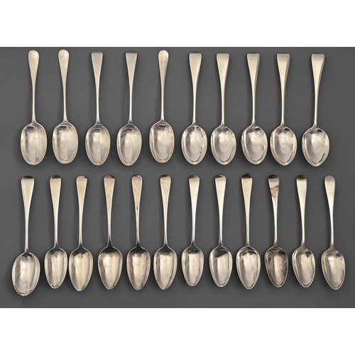 Twenty-two silver dessert spoons,