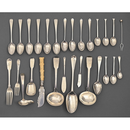 Miscellaneous English silver flatware,