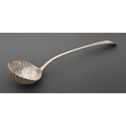 A George III silver soup ladle,