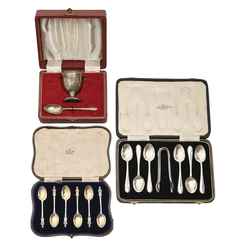 A set of six George VI silver coffee