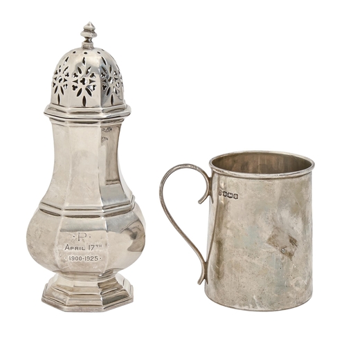 A George V silver sugar caster