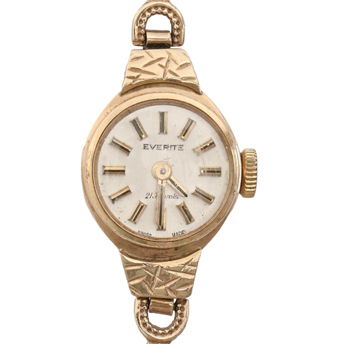 An Everite 9ct gold lady's wristwatch,