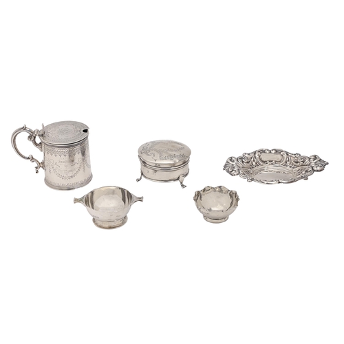 A Victorian silver mustard pot, crested,