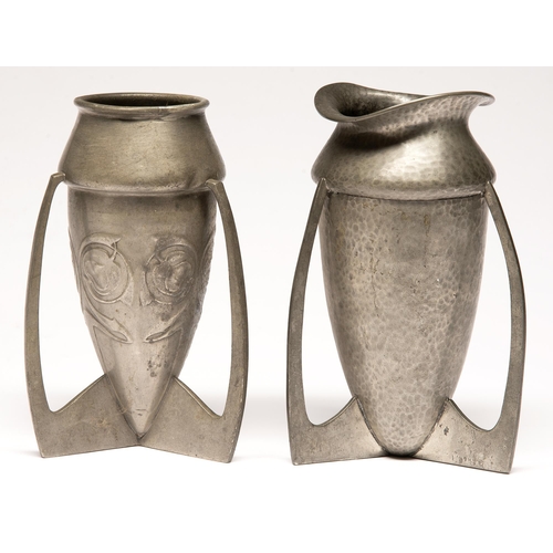 Two English pewter vases in Liberty