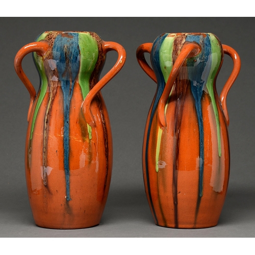 A pair of Belgian art pottery three