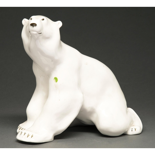 A glazed porcelain model of a polar