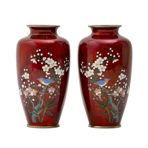 A pair of Japanese cloisonne enamel