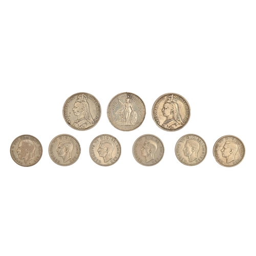 Silver coins. Crown 1891 (2), Half crown