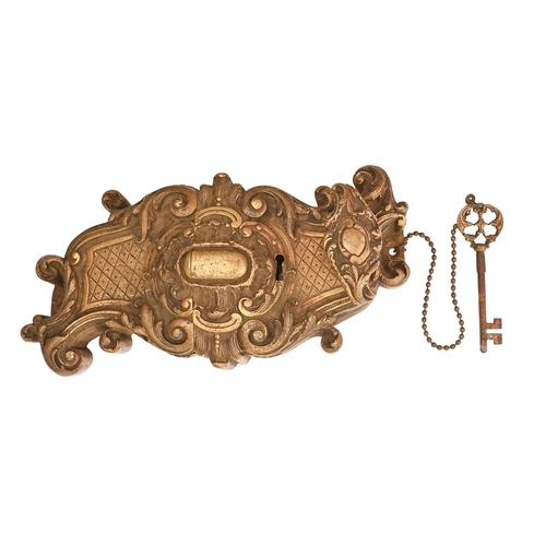 A French ormolu hinged door lock,