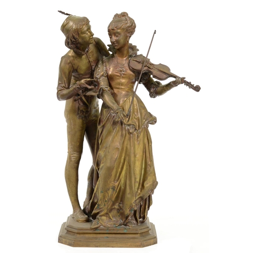 A French bronze troubadour group,