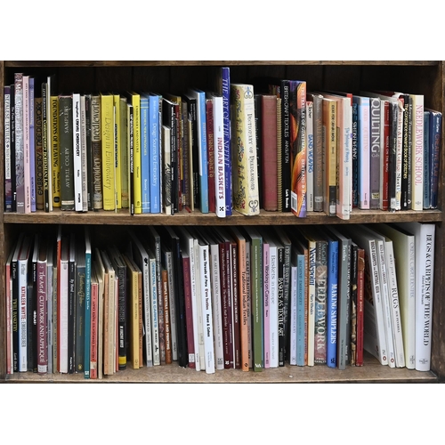 Books. Three shelves of textile