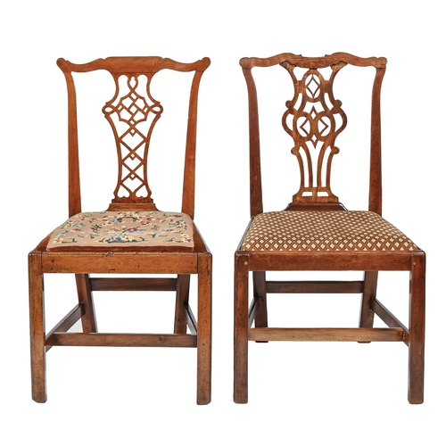 Two George III elm dining chairs
