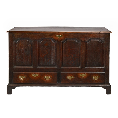A George III oak mule chest, with
