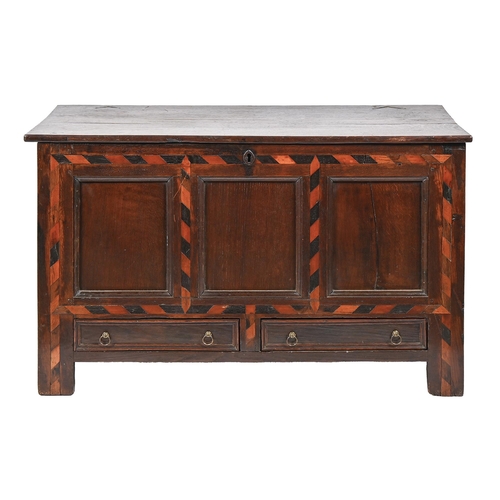 A George III oak mule chest, the