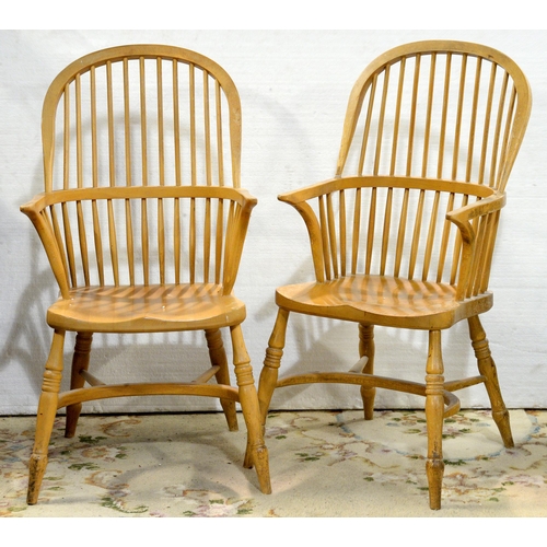 A pair of beech Windsor chairs,