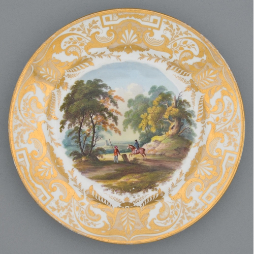 A Derby plate, c1820, painted with