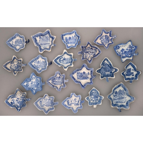 Nineteen English blue printed pearlware