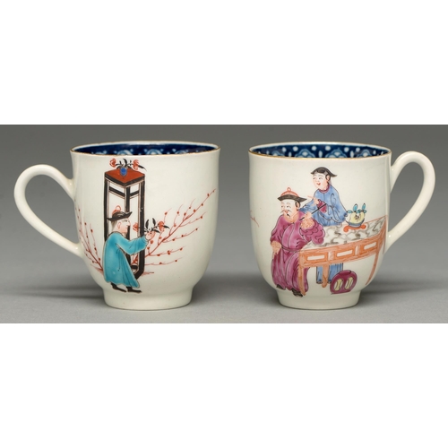 Two Worcester coffee cups, c1765,