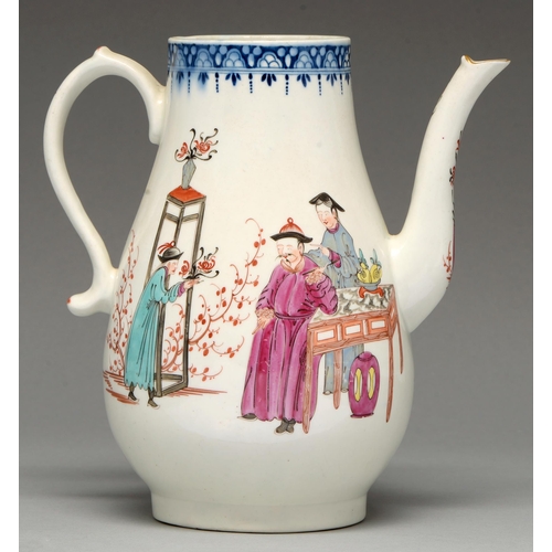A Worcester coffee pot, c1765, with