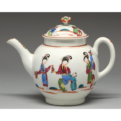 A Worcester teapot and cover, c1770,