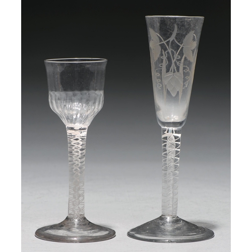 A wine glass, c1770, the fluted
