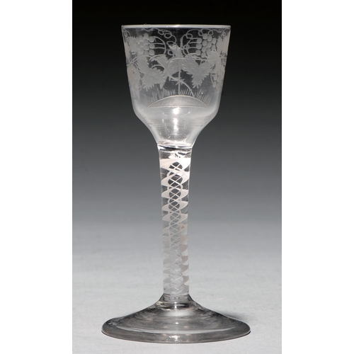 A wine glass, c1770, the ogee bowl