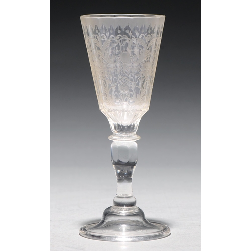 A German glass goblet,  18th c, the